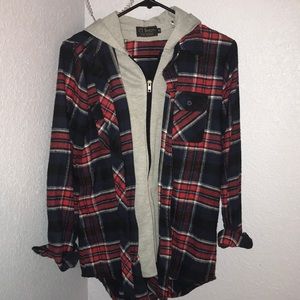 Plaid sweater hoodie with zipper